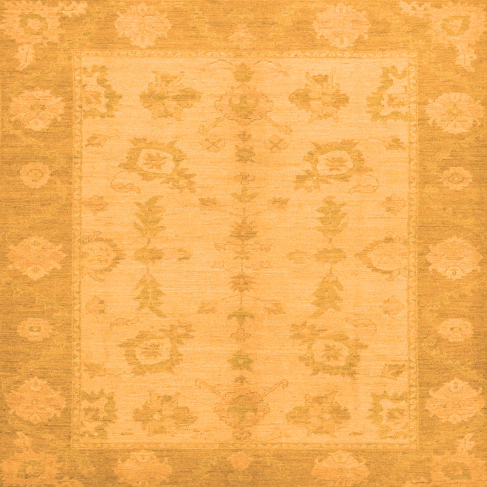Square Machine Washable Oriental Orange Modern Area Rugs, wshabs2623org