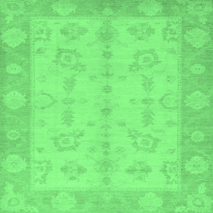 Square Machine Washable Oriental Emerald Green Modern Area Rugs, wshabs2623emgrn