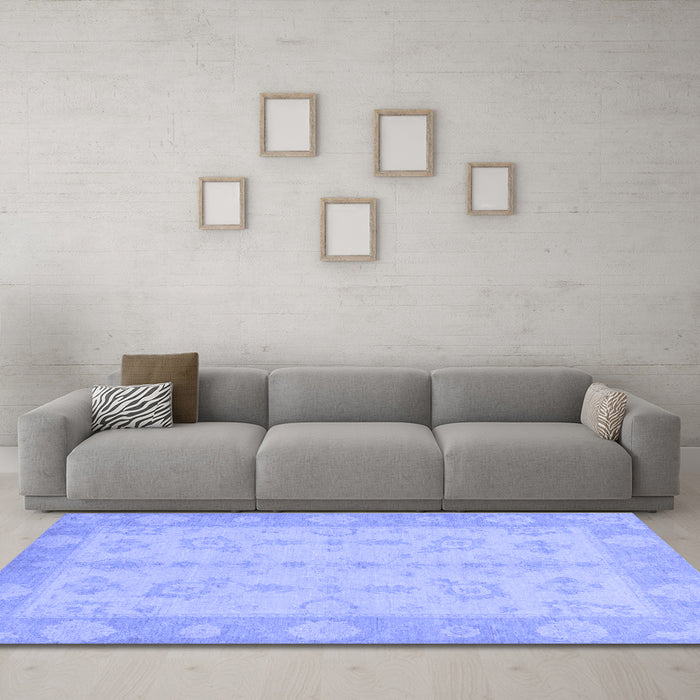 Machine Washable Oriental Blue Modern Rug in a Living Room, wshabs2623blu