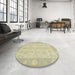 Round Machine Washable Abstract Brown Gold Rug in a Office, wshabs2623