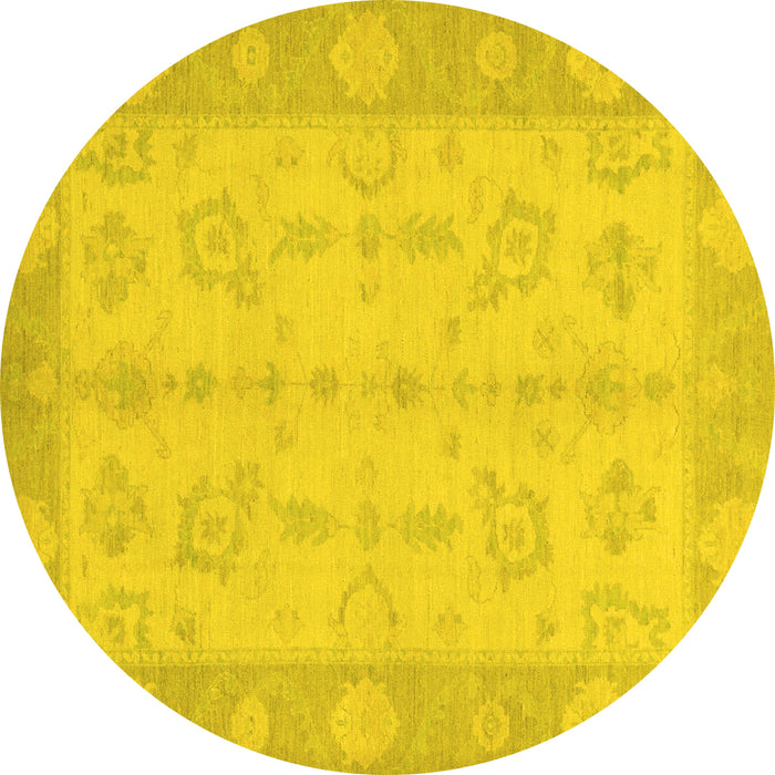 Round Oriental Yellow Modern Rug, abs2623yw
