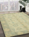 Abstract Brown Gold Oriental Rug in Family Room, abs2623