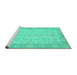 Sideview of Machine Washable Oriental Turquoise Modern Area Rugs, wshabs2623turq