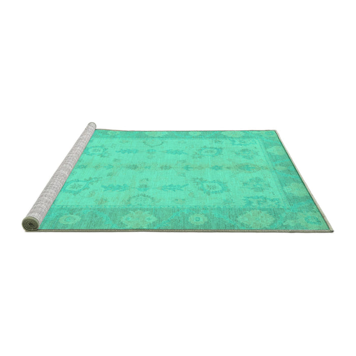 Sideview of Machine Washable Oriental Turquoise Modern Area Rugs, wshabs2623turq