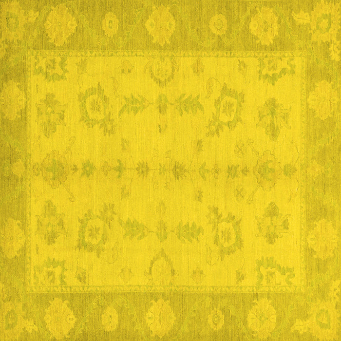 Square Machine Washable Oriental Yellow Modern Rug, wshabs2623yw