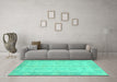 Machine Washable Oriental Turquoise Modern Area Rugs in a Living Room,, wshabs2623turq