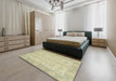 Abstract Brown Gold Oriental Rug in a Bedroom, abs2623