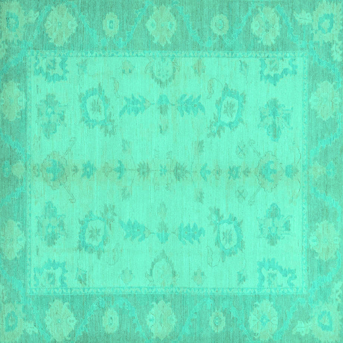 Square Machine Washable Oriental Turquoise Modern Area Rugs, wshabs2623turq