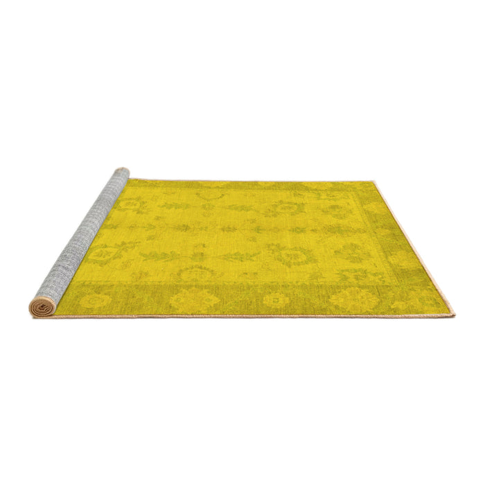 Sideview of Machine Washable Oriental Yellow Modern Rug, wshabs2623yw