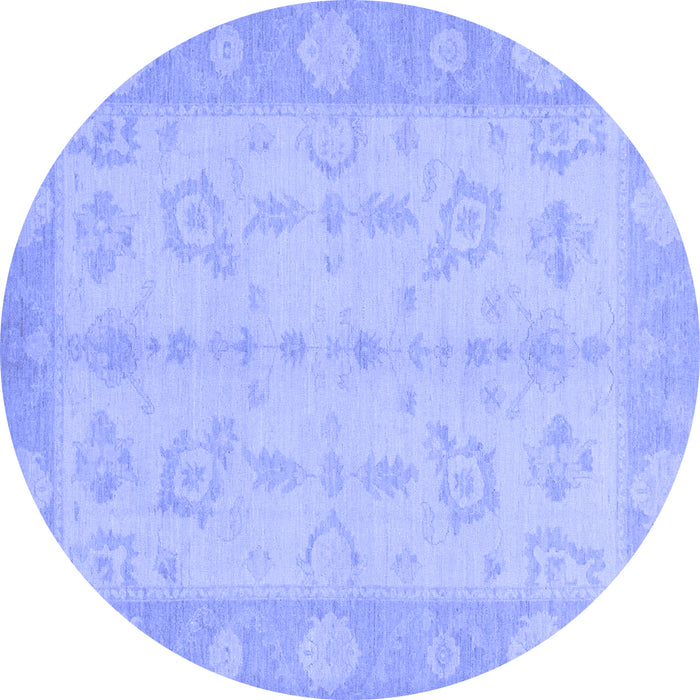 Round Machine Washable Oriental Blue Modern Rug, wshabs2623blu