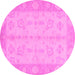 Round Oriental Pink Modern Rug, abs2623pnk