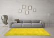 Machine Washable Oriental Yellow Modern Rug in a Living Room, wshabs2623yw