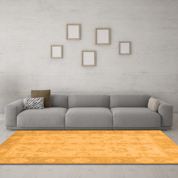 Machine Washable Oriental Orange Modern Area Rugs in a Living Room, wshabs2623org
