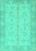 Machine Washable Oriental Turquoise Modern Area Rugs, wshabs2623turq