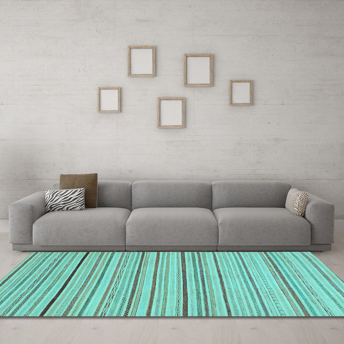 Machine Washable Oriental Light Blue Modern Rug in a Living Room, wshabs2624lblu