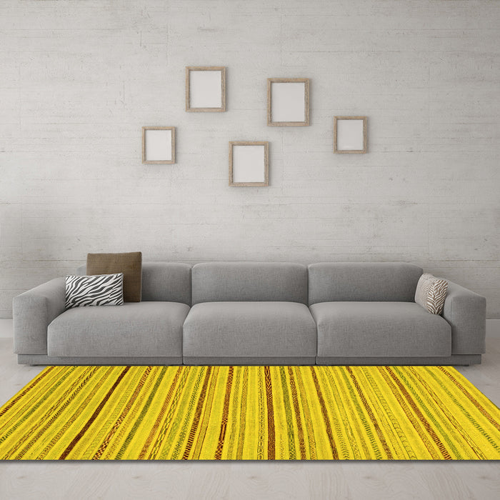 Machine Washable Oriental Yellow Modern Rug in a Living Room, wshabs2624yw