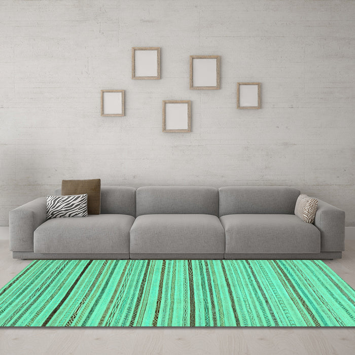 Machine Washable Oriental Turquoise Modern Area Rugs in a Living Room,, wshabs2624turq