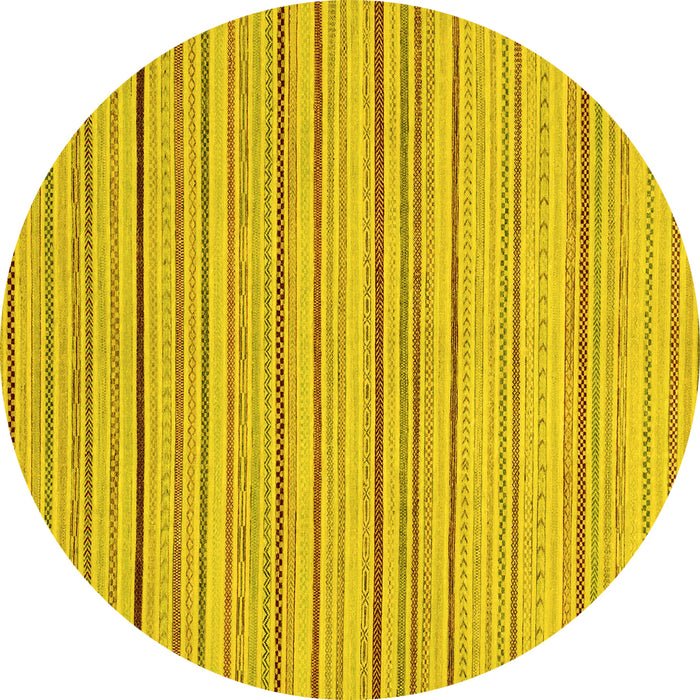 Round Machine Washable Oriental Yellow Modern Rug, wshabs2624yw