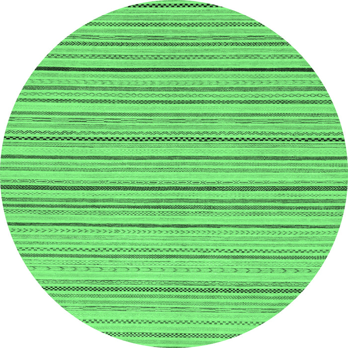 Round Machine Washable Oriental Emerald Green Modern Area Rugs, wshabs2624emgrn