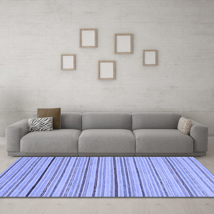 Machine Washable Oriental Blue Modern Rug in a Living Room, wshabs2624blu