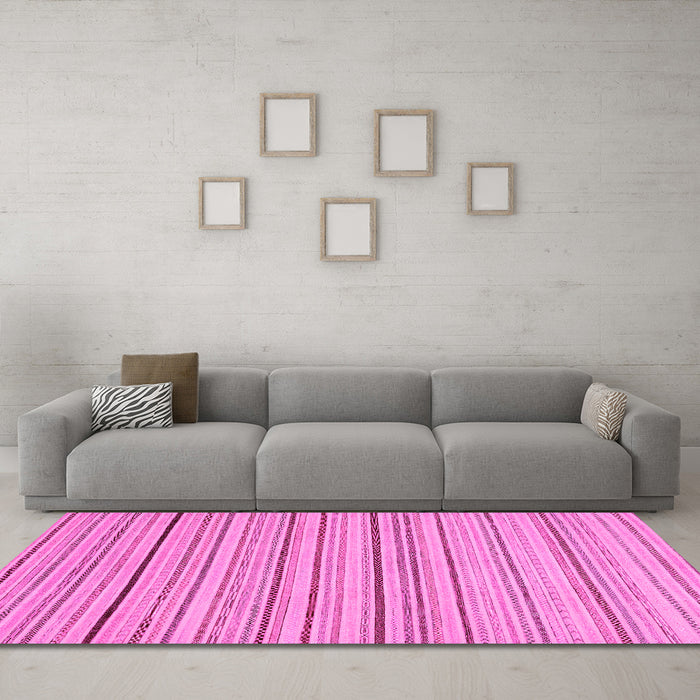 Machine Washable Oriental Pink Modern Rug in a Living Room, wshabs2624pnk