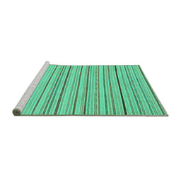 Sideview of Machine Washable Oriental Turquoise Modern Area Rugs, wshabs2624turq