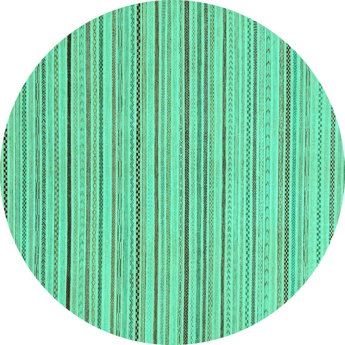 Round Machine Washable Oriental Turquoise Modern Area Rugs, wshabs2624turq
