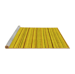 Sideview of Machine Washable Oriental Yellow Modern Rug, wshabs2624yw