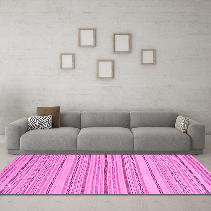 Machine Washable Oriental Pink Modern Rug in a Living Room, wshabs2625pnk