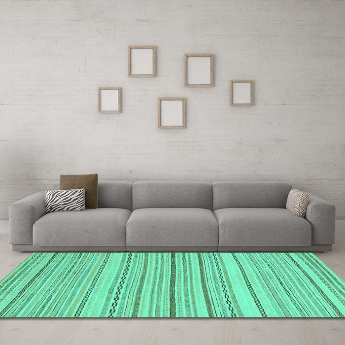 Machine Washable Oriental Turquoise Modern Area Rugs in a Living Room,, wshabs2625turq