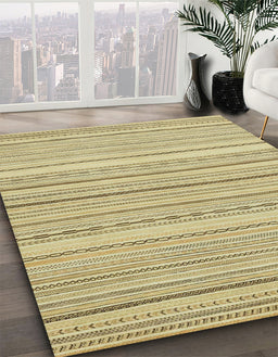 Abstract Brown Gold Oriental Rug in Family Room, abs2625