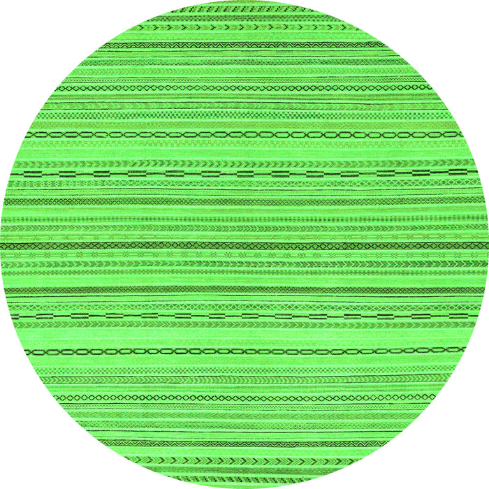 Round Machine Washable Oriental Green Modern Area Rugs, wshabs2625grn