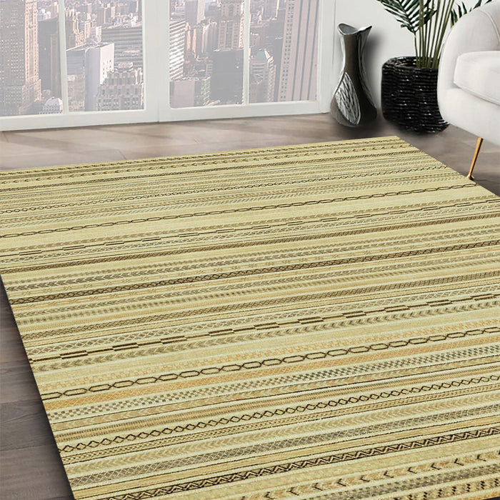 Abstract Brown Gold Oriental Rug in Family Room, abs2625