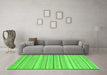 Machine Washable Oriental Green Modern Area Rugs in a Living Room,, wshabs2625grn