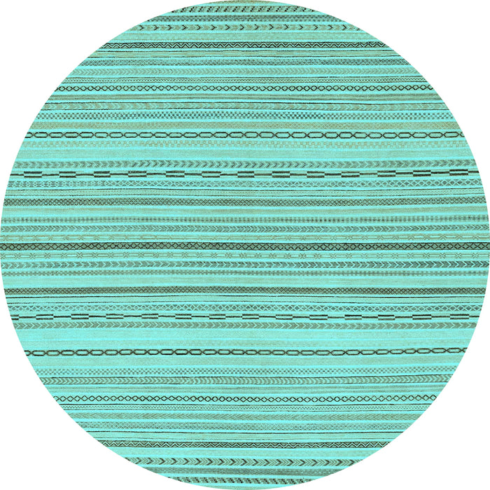 Round Machine Washable Oriental Light Blue Modern Rug, wshabs2625lblu