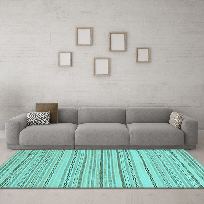 Machine Washable Oriental Light Blue Modern Rug in a Living Room, wshabs2625lblu