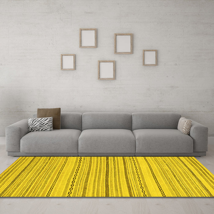 Machine Washable Oriental Yellow Modern Rug in a Living Room, wshabs2625yw