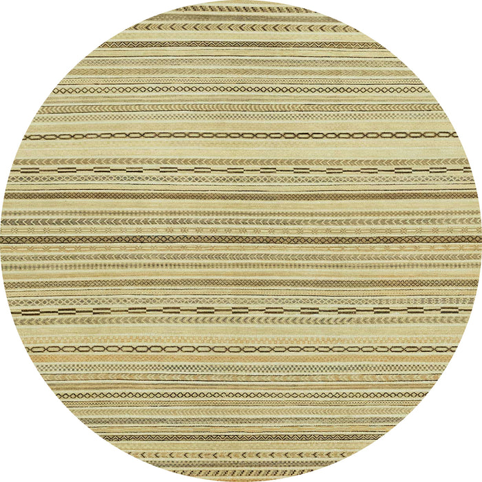 Round Abstract Brown Gold Oriental Rug, abs2625