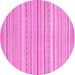 Round Machine Washable Oriental Pink Modern Rug, wshabs2625pnk