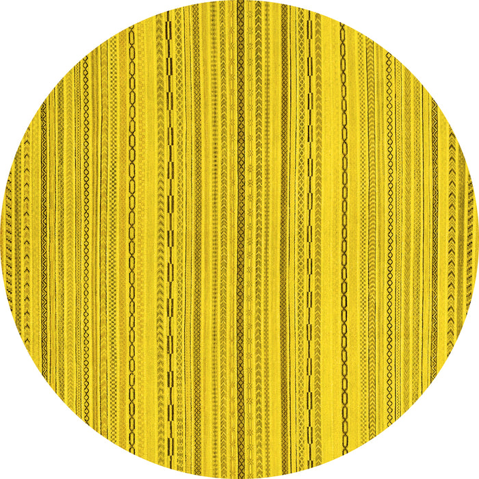 Round Machine Washable Oriental Yellow Modern Rug, wshabs2625yw