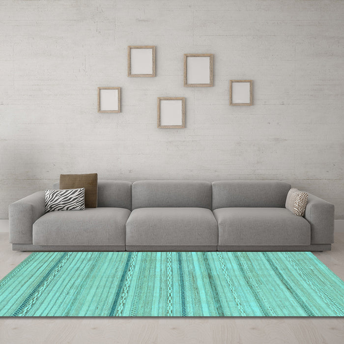 Machine Washable Oriental Light Blue Modern Rug in a Living Room, wshabs2626lblu