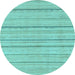 Round Machine Washable Oriental Light Blue Modern Rug, wshabs2626lblu