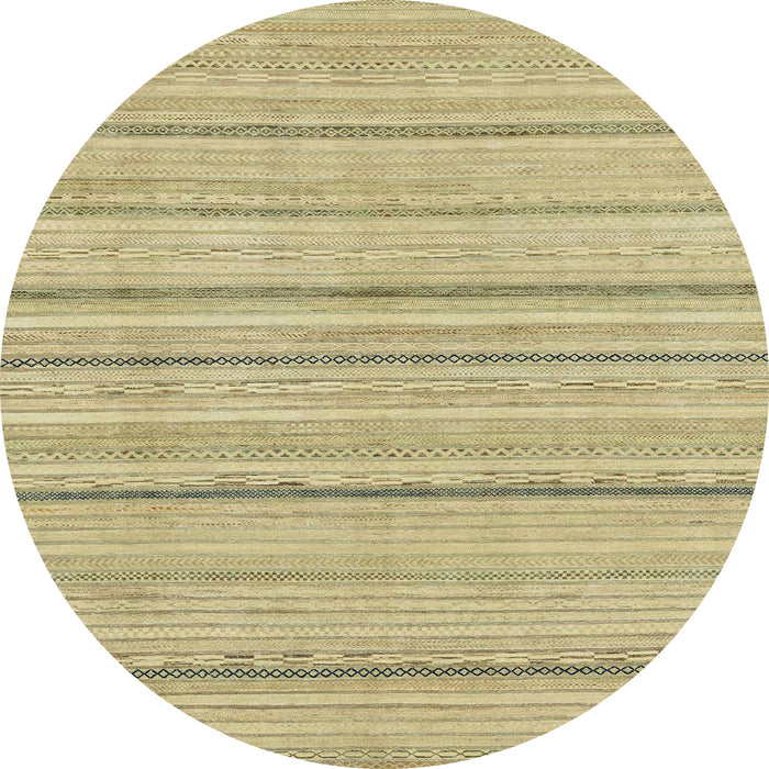 Round Machine Washable Abstract Brass Green Rug, wshabs2626