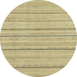 Round Abstract Copper Green Oriental Rug, abs2626