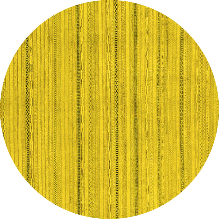 Round Machine Washable Oriental Yellow Modern Rug, wshabs2626yw