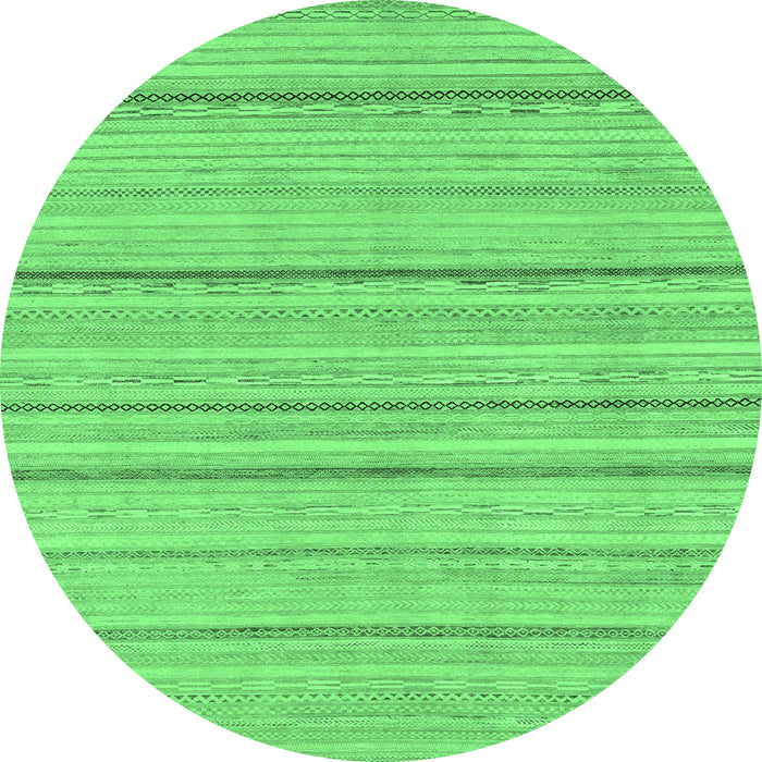 Round Machine Washable Oriental Emerald Green Modern Area Rugs, wshabs2626emgrn