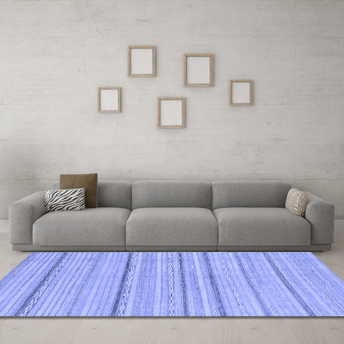 Machine Washable Oriental Blue Modern Rug in a Living Room, wshabs2626blu