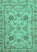 Machine Washable Oriental Turquoise Modern Area Rugs, wshabs2627turq