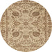 Round Machine Washable Abstract Light Brown Rug, wshabs2627