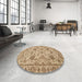 Round Abstract Light Brown Oriental Rug in a Office, abs2627